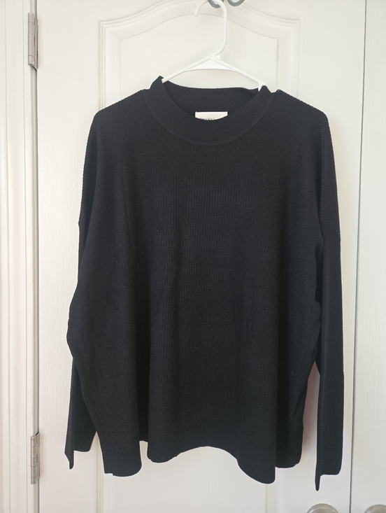 Zenana Outfitters Sweaters - Zenana Black Ribbed Long Sleeve Sweater Mock Neck Oversized Size Small nwt